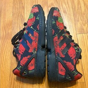 adidas Red and Black Floral Athletic Shoes